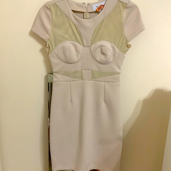 Kitty Grace | Dresses | Kitty Grace Bodycon Nude Cream Dress M | Poshmark